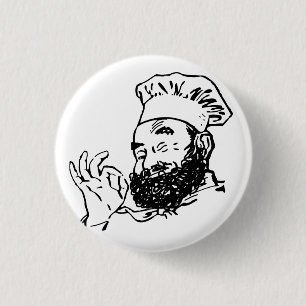 Bebaarde chef-kok goedgekeurd ronde button 3,2 cm