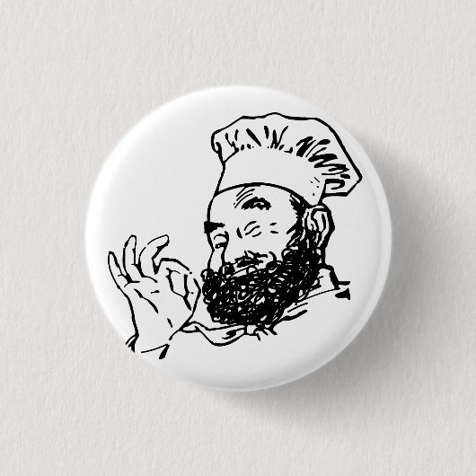 Bebaarde chef-kok goedgekeurd ronde button 3,2 cm (Voorkant)
