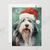 Bebaarde Collie Kerstborstel schilderen kunstwerk Briefkaart (Voorkant / Achterkant)