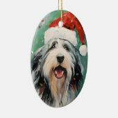 Bebaarde Collie Kerstborstel schilderen kunstwerk Keramisch Ornament (Rechts)