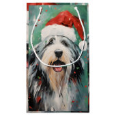Bebaarde Collie Kerstborstel schilderen kunstwerk Klein Cadeauzakje (Achterkant)
