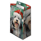 Bebaarde Collie Kerstborstel schilderen kunstwerk Klein Cadeauzakje (Voorkant Gekanteld)