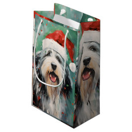 Bebaarde Collie Kerstborstel schilderen kunstwerk Klein Cadeauzakje