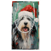 Bebaarde Collie Kerstborstel schilderen kunstwerk Klein Cadeauzakje (Voorkant)