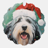 Bebaarde Collie Kerstborstel schilderen kunstwerk Ornament Kaart (Achterkant)