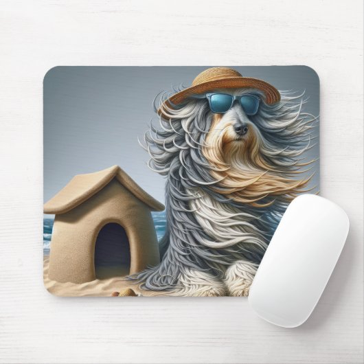 Bebaarde Collie met Sandcastle Doghouse Muismat (Met muis)