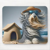 Bebaarde Collie met Sandcastle Doghouse Muismat (Voorkant)