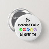 Bebaarde Collie Walks Design Ronde Button 5,7 Cm (Voorkant /achterkant)