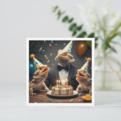 Bebaarde draak partij dieren, hagedis verjaardag kaart (Staand voorkant)