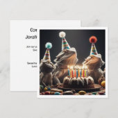 Bebaarde draak partij dieren, hagedis verjaardag kaart (Voorkant / Achterkant)