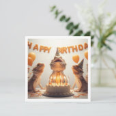 Bebaarde draken partij dieren, kameleon verjaardag kaart (Staand voorkant)