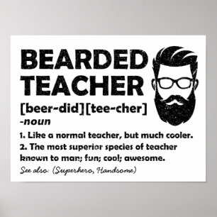 Bebaarde leraar Grappige Definitie Gepersonaliseer Poster