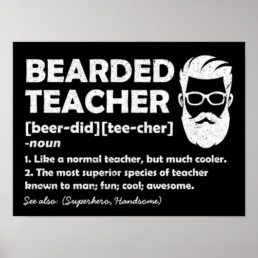 Bebaarde leraar Grappige Definitie Gepersonaliseer Poster (Voorkant)