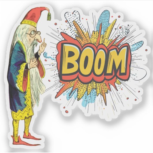 Bebaarde tovenaar sticker (Voorkant)