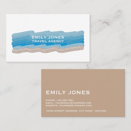 Bebakken, reizen en toerisme, geverfd visitekaartje (Voorkant / Achterkant)