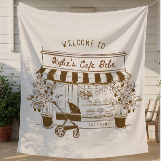 Bebe Cafe Baby Shower Welkom Bord, Koffie Thema Wandkleed