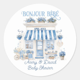 Bebe Cafe Bonjour Bebe Parijse thema Baby shower Ronde Sticker