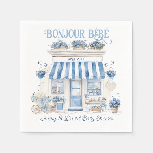 Bebe Cafe Bonjour Bebe Parijse thema Baby shower Servet (Voorkant)