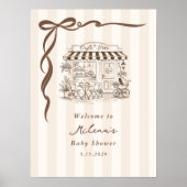 Bebe Cafe Gender neutral Bow Baby Shower Welcome Poster (Voorkant)