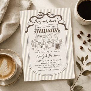 Bebe Cafe Parisian Brown Coffee Baby Shower Kaart
