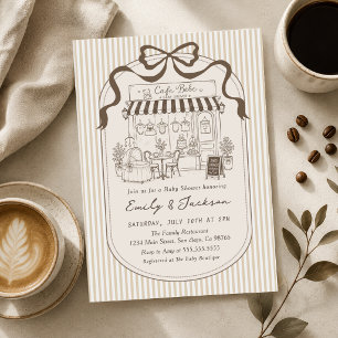 Bebe Cafe Parisian Brown Coffee Baby Shower Kaart