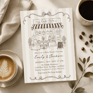 Bebe Cafe Parisian Thema Boog Koffie Baby Shower Kaart
