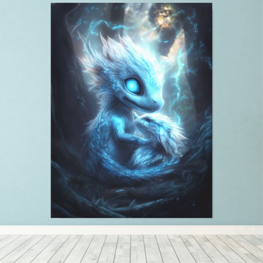 Bebé Dragon in het Enchanted Forest Canvas Afdruk (Insitu (Houten vloer))