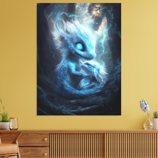 Bebé Dragon in het Enchanted Forest Canvas Afdruk (Insitu (Woonkamer))