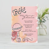 Bebe - Frans Geïnspireerd Baby shower uitnodigen Kaart (Staand voorkant)