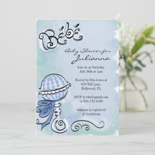 Bebe - Franse uitnodiging voor geïnspireerd baby s (Staand voorkant)