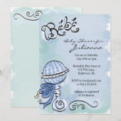 Bebe - Franse uitnodiging voor geïnspireerd baby s (Voorkant / Achterkant)