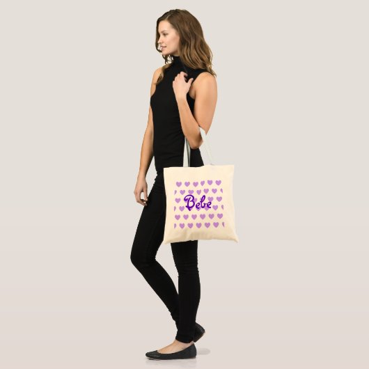 Bebe in Paars Tote Bag (Voorkant (model))