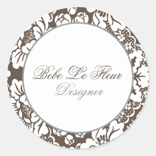Bebe Le Fleur Brown Damask Chic Ronde Sticker (Voorkant)