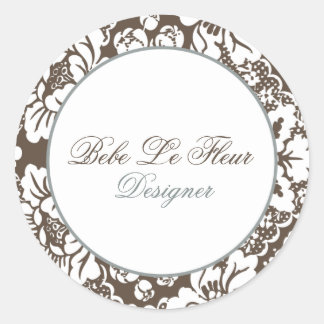 Bebe Le Fleur Brown Damask Chic Ronde Sticker