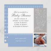 Bébé Modern Swirl n Dot - Baby Boy Shower Uitnodig Kaart (Voorkant / Achterkant)