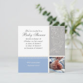 Bébé Modern Swirl n Dot - Baby Boy Shower Uitnodig Kaart (Staand voorkant)