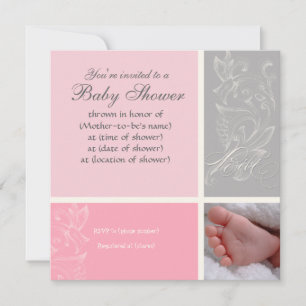 Bébé Modern Swirl n Dot - Baby Girl Shower Uitnodi Kaart