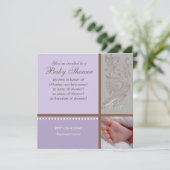 Bébé Modern Swirl n Dot - Baby Girl Shower Uitnodi Kaart (Staand voorkant)