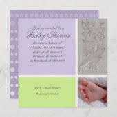 Bébé Modern Swirl n Dot - Baby Girl Shower Uitnodi Kaart (Voorkant / Achterkant)