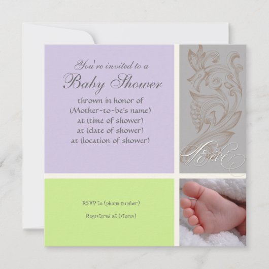 Bébé Modern Swirl n Dot - Baby Girl Shower Uitnodi Kaart (Voorkant)