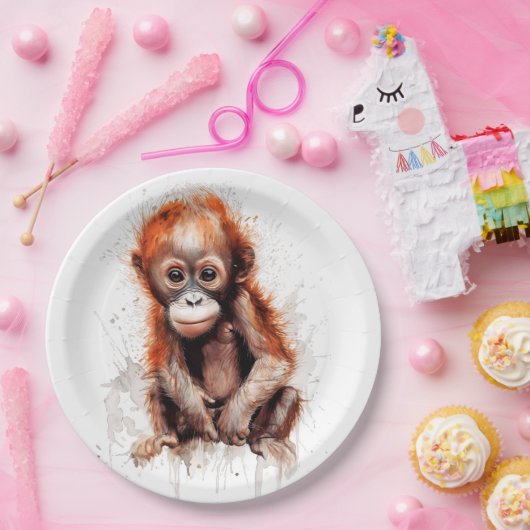Bebé Orangután Papieren Bordje (Feest)