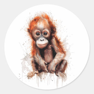 Bebé Orangután Ronde Sticker