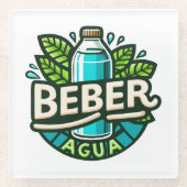 Beber agua glazen onderzetter (Voorkant)