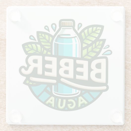 Beber agua glazen onderzetter (Achterkant)