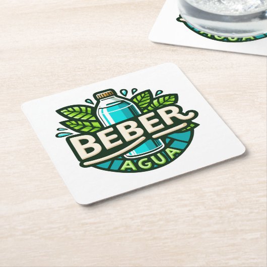 Beber agua kartonnen onderzetters (Schuin)