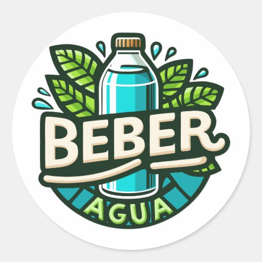 Beber agua ronde sticker (Voorkant)