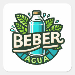 Beber agua vierkante sticker