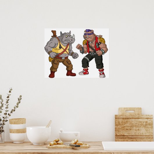 Bebop Rocksteady Funny - grote afdruk Poster (Keuken)