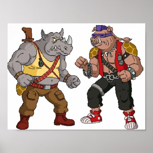 Bebop Rocksteady Funny - grote afdruk Poster (Voorkant)