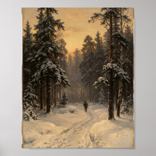 Bebost winterlandschap II Vintage-schilderij Poster